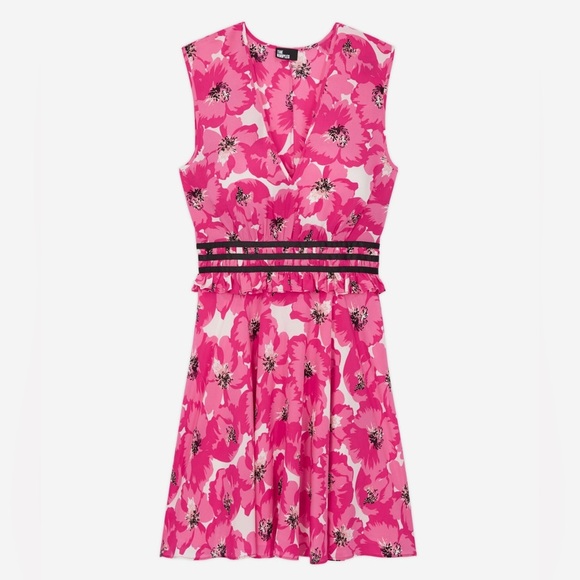 The Kooples Summer Party Silk Fit and Flare Dress Side Zipper Lined NWT size 4 - Picture 6 of 15